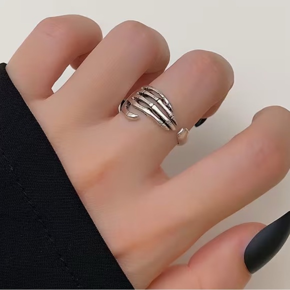 Silver Skeleton Hand Ring - Picture 2 of 5